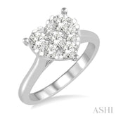 1/2 ctw Round Cut Diamond Heart Shape Lovebright Ring in 14K White Gold